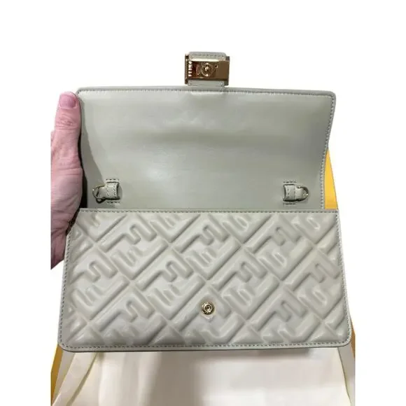Fendi Wallet on Chain Baguette FF Leather Sage Green Crossbody Shoulder Bag - Picture 8 of 14